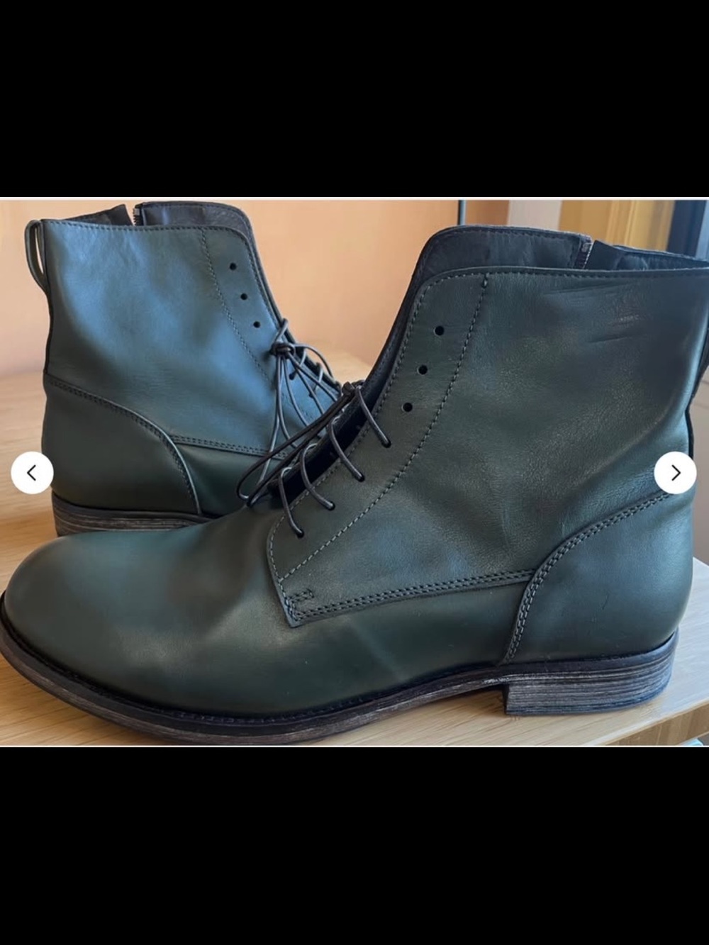 Moma Men's Chukka Lace-Up Boots in Dark Green Leather